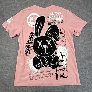 Super Massive Graphic T-Shirt Mens Large (Slim Fit) Pink Art Series Bunny Tee